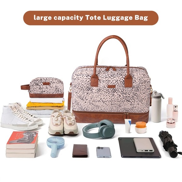 Canvas parade bag Stylish Brown and Black Speckled Handbag Set - Picture 4 of 6